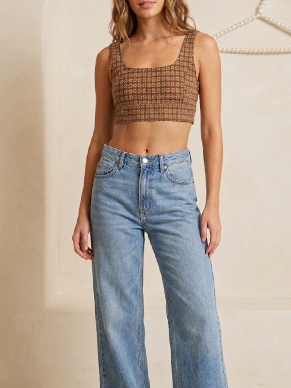 Altar’d State Boho Floral Knit Crop Top Size M